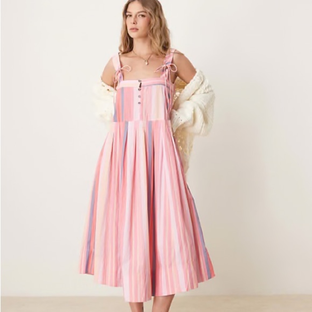 NWT Free People Primavera Striped Drop Waist Sun Dress